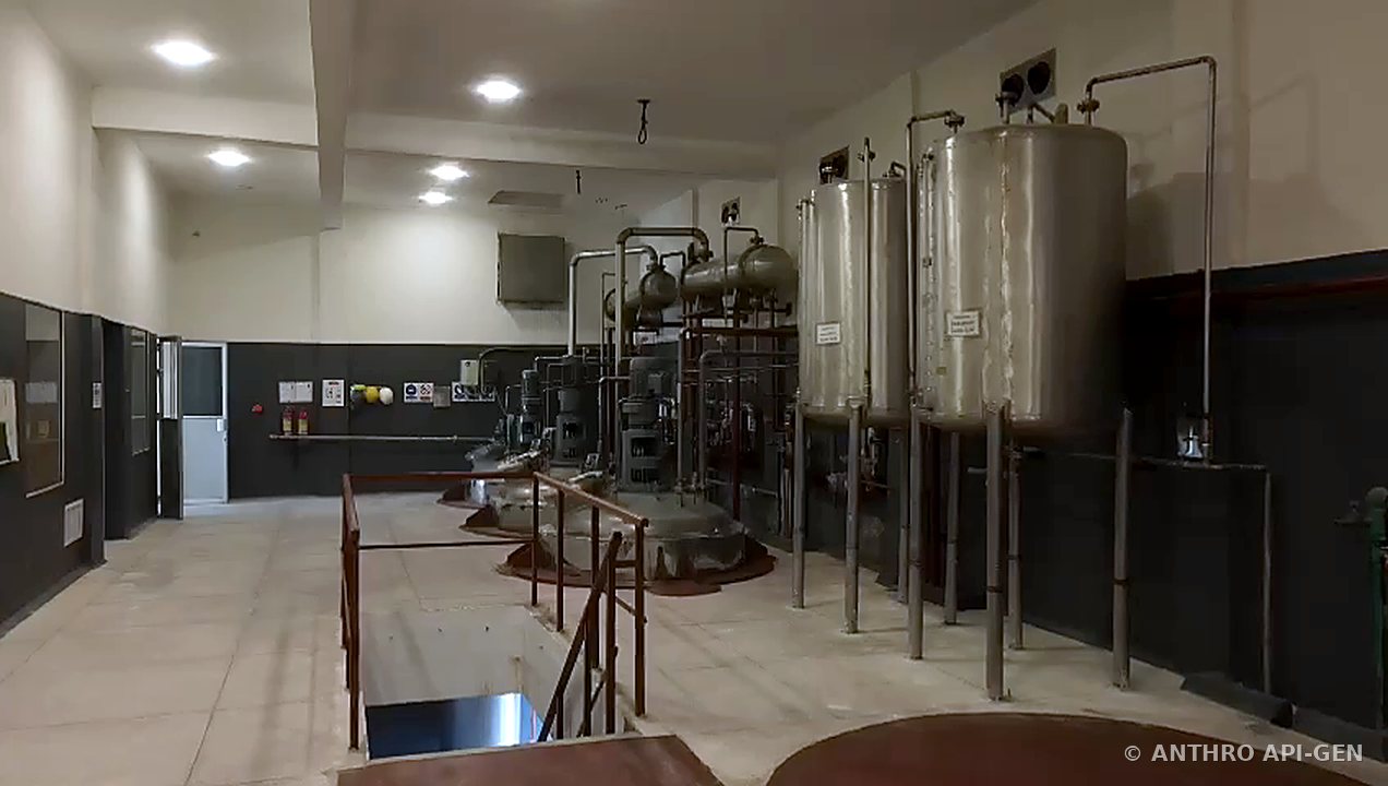Anthro production hall with reactors and storage tanks