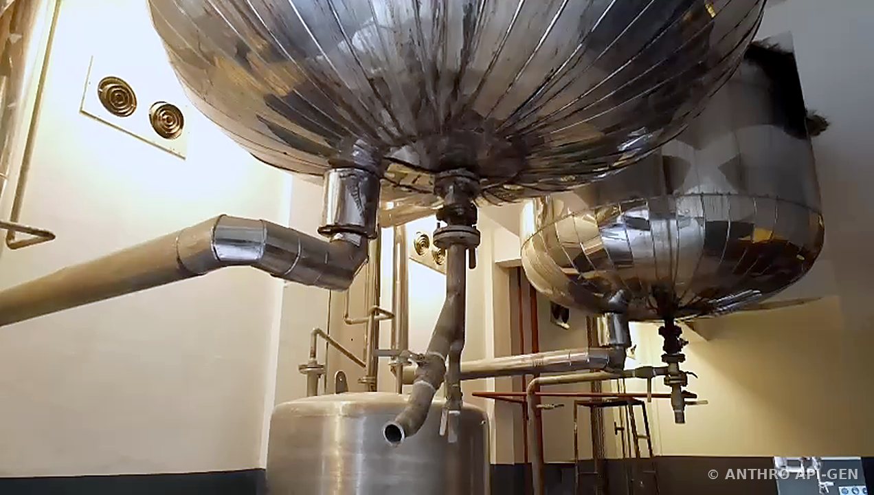 Underside of a stainless steel reactor
